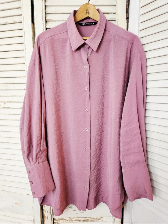 Zara Tops - Zara Mauve/Pink Crepe Oversized Blouse Fits Medium To XL